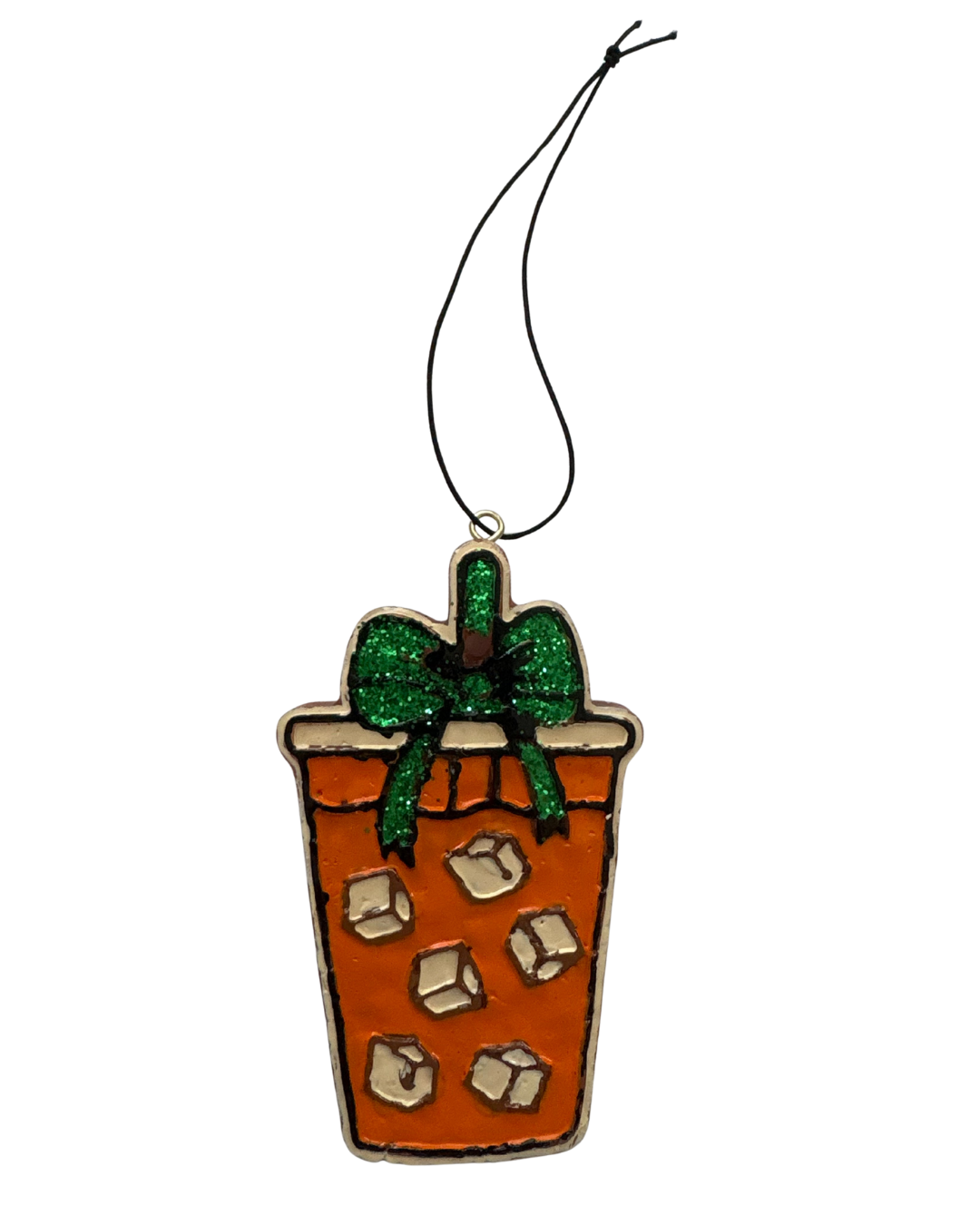 Iced Pumpkin Spice Latte with Bow - Orange, Green Glitter Bow - Coconut Scent