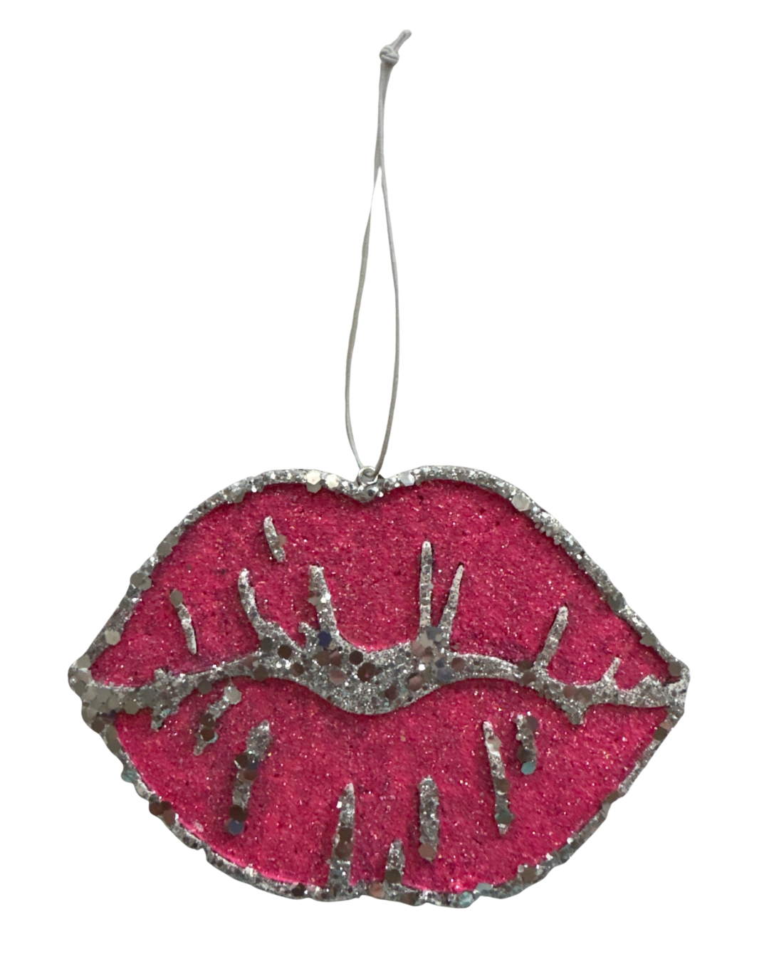 Lips - Hot Pink with Silver Glitter - Sweet Fruit Candy Scent