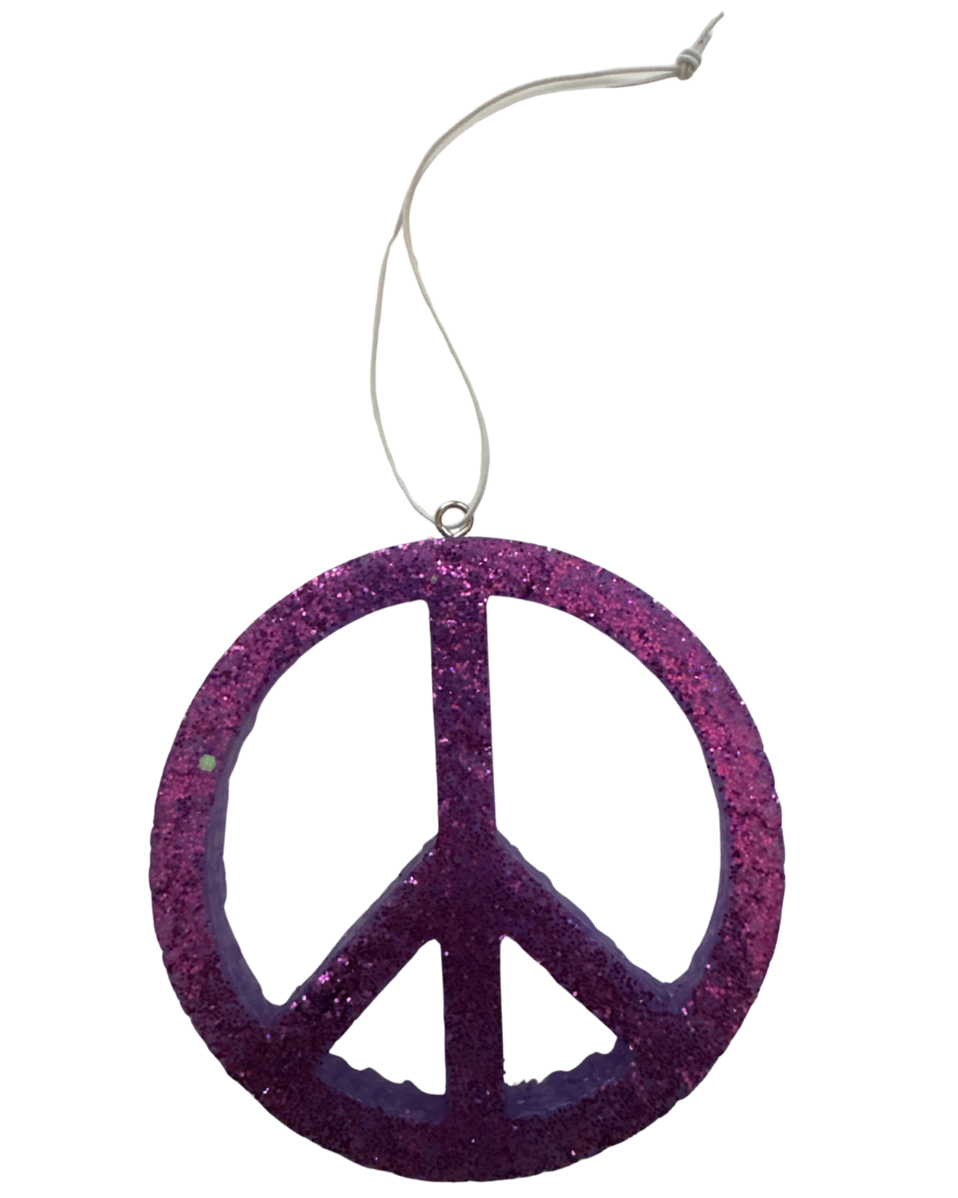 Peace Sign Purple Glitter 4 1/4" Dia.