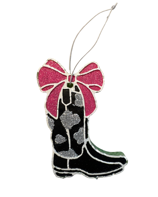 Cowgirl Boots with Bow - Pink, Black and Silver - Vanilla Almond Scent
