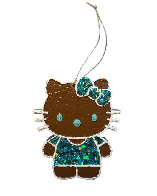 Hello Kitty Brown, White and Teal Glitter - Bubble Gum Scent