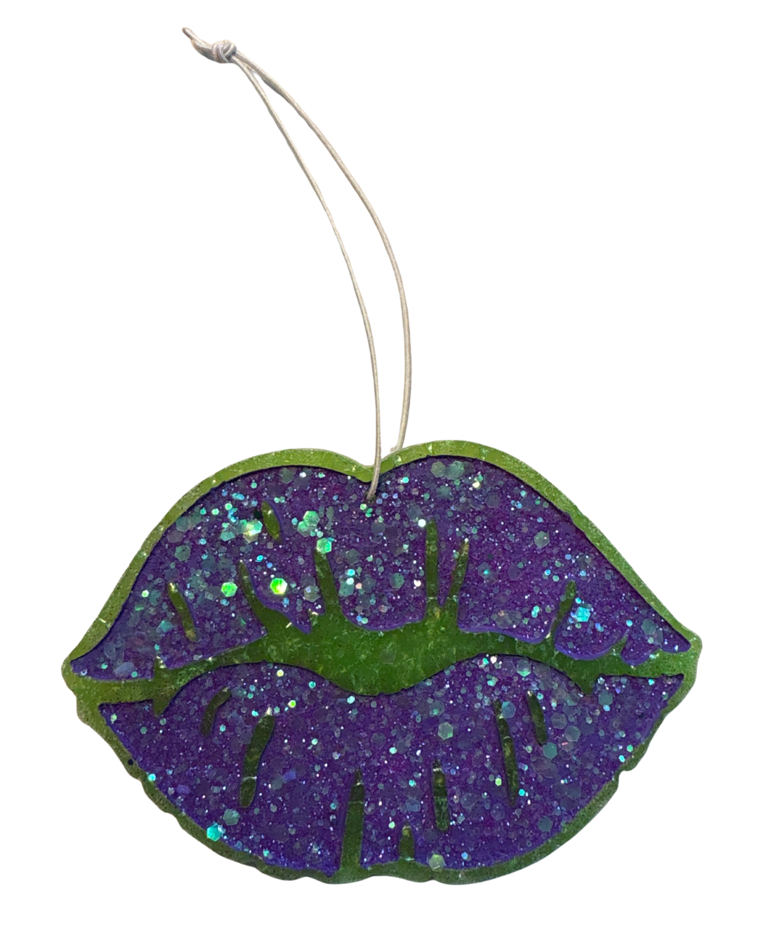 Lips - Green with Purple Glitter - Vanilla Almond Scent