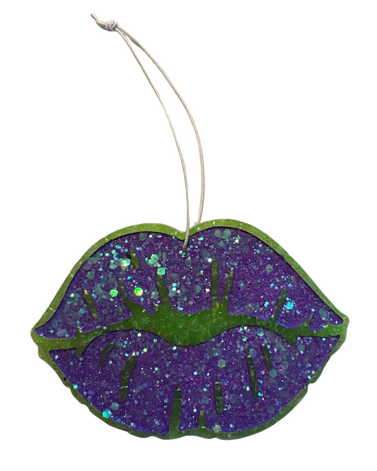 Lips - Green with Purple Glitter - Vanilla Almond Scent