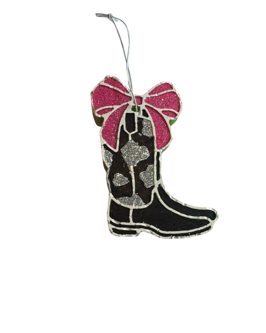Cowgirl Boot with Bow - Pink, Black & White - Bubble Gum Scent